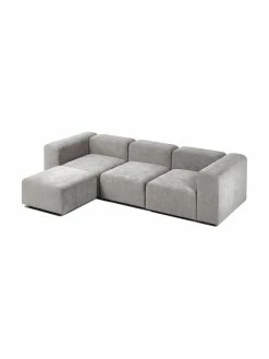 Westwing Collection Canapé modulable 4 places gris argenté avec pouf Lena, larg. 284 x prof. 181 cm -furniture Soldes Canape modulable 4 places gris argente avec pouf Lena 5