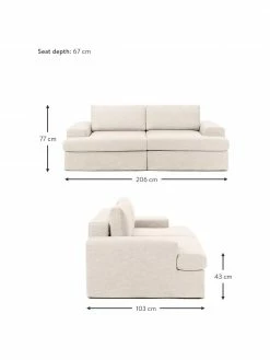 Westwing Collection Canapé modulaire 2 places beige Russell, larg. 206 x haut. 77 cm -furniture Soldes Canape modulaire 2 places beige Russell 2