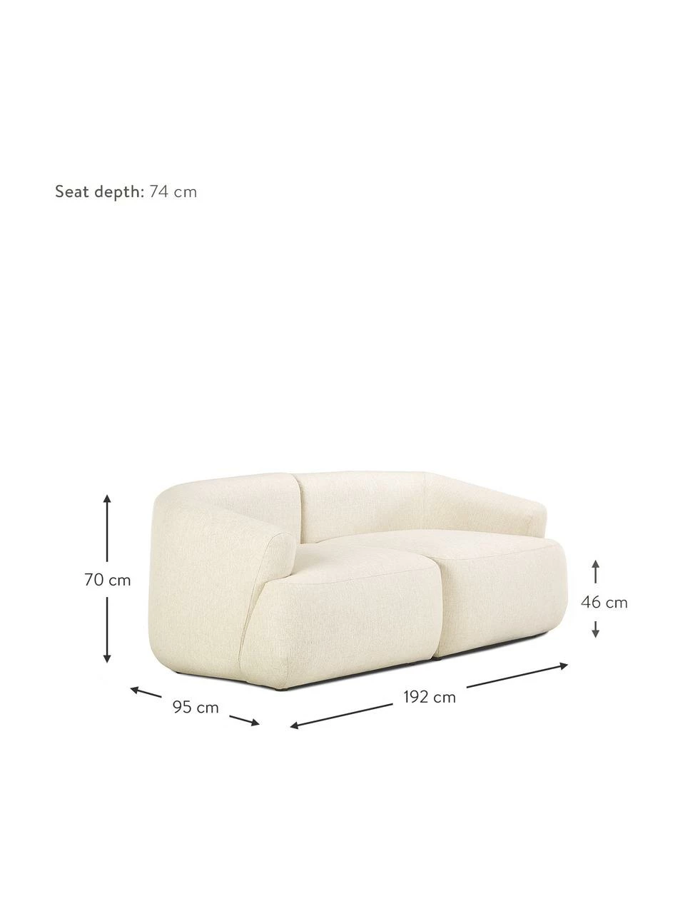 Westwing Collection Canapé modulaire 2 places beige Sofia, larg. 192 x prof. 95 cm 4 Westwing Collection Canapé modulaire 2 places beige Sofia, larg. 192 x prof. 95 cm – Image 4