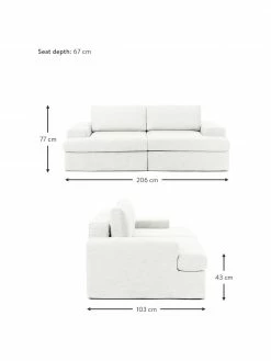 Westwing Collection Canapé modulaire 2 places blanc crème Russell, larg. 206 x haut. 77 cm -furniture Soldes Canape modulaire 2 places blanc creme Russell 4