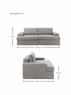 Westwing Collection Canapé modulaire 2 places gris Russell, larg. 206 x haut. 77 cm -furniture Soldes Canape modulaire 2 places gris Russell 2