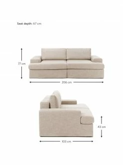 Westwing Collection Canapé modulaire 2 places taupe Russell, larg. 206 x haut. 77 cm -furniture Soldes Canape modulaire 2 places taupe Russell 2