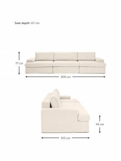Westwing Collection Canapé modulaire 3 places beige Russell, larg. 309 x haut. 77 cm -furniture Soldes Canape modulaire 3 places beige Russell 2
