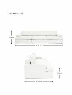 Westwing Collection Canapé modulaire 3 places blanc crème Russell, larg. 309 x haut. 77 cm -furniture Soldes Canape modulaire 3 places blanc creme Russell 2