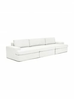 Westwing Collection Canapé modulaire 3 places blanc crème Russell, larg. 309 x haut. 77 cm -furniture Soldes Canape modulaire 3 places blanc creme Russell 3