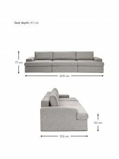 Westwing Collection Canapé modulaire 3 places gris Russell, larg. 309 x haut. 77 cm -furniture Soldes Canape modulaire 3 places gris Russell 2