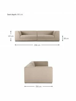Westwing Collection Canapé modulaire 3 places taupe Grant, larg. 266 x prof. 106 cm -furniture Soldes Canape modulaire 3 places taupe Grant 2
