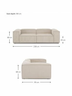 Westwing Collection Canapé modulaire 3 places velours côtelé beige Lennon, larg. 238 x prof. 119 cm 10 Westwing Collection Canapé modulaire 3 places velours côtelé beige Lennon, larg. 238 x prof. 119 cm -furniture Soldes Canape modulaire 3 places velours cotele beige Lennon 4