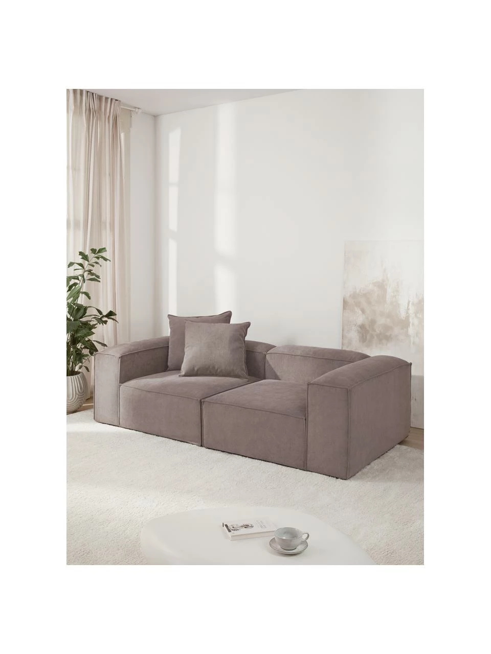 Westwing Collection Canapé modulaire 3 places velours côtelé brun Lennon, larg. 238 x prof. 119 cm 2 Westwing Collection Canapé modulaire 3 places velours côtelé brun Lennon, larg. 238 x prof. 119 cm – Image 2