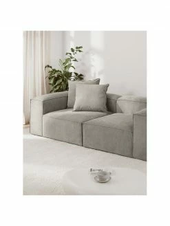 Westwing Collection Canapé modulaire 3 places velours côtelé gris Lennon, larg. 238 x prof. 119 cm -furniture Soldes Canape modulaire 3 places velours cotele gris Lennon 2