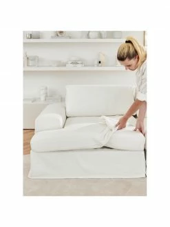 Westwing Collection Canapé modulaire 4 places blanc crème Russell, larg. 309 x haut. 77 cm -furniture Soldes Canape modulaire 4 places blanc creme Russell 3