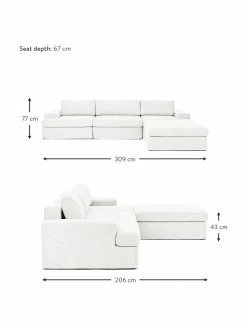 Westwing Collection Canapé modulaire 4 places blanc crème Russell, larg. 309 x haut. 77 cm -furniture Soldes Canape modulaire 4 places blanc creme Russell 4