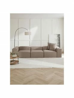 Westwing Collection Canapé modulaire 4 places tissu brun Lennon, larg. 327 x prof. 119 cm -furniture Soldes Canape modulaire 4 places tissu brun Lennon 2