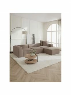 Westwing Collection Canap&eacute; modulaire 4 places tissu brun avec pouf Lennon, larg. 327 x prof. 207 cm -furniture Soldes Canape modulaire 4 places tissu brun avec pouf Lennon 3