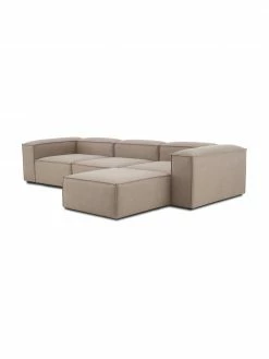 Westwing Collection Canap&eacute; modulaire 4 places tissu brun avec pouf Lennon, larg. 327 x prof. 207 cm -furniture Soldes Canape modulaire 4 places tissu brun avec pouf Lennon 5