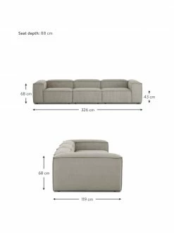 Westwing Collection Canapé modulaire 4 places velours côtelé gris Lennon, larg. 327 x prof. 119 cm -furniture Soldes Canape modulaire 4 places velours cotele gris Lennon 3