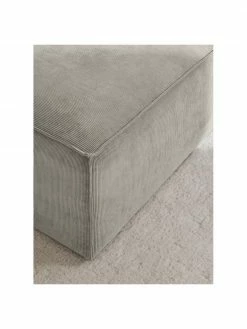 Westwing Collection Canapé modulaire 4 places velours côtelé gris avec pouf Lennon, larg. 327 x prof. 207 cm -furniture Soldes Canape modulaire 4 places velours cotele gris avec pouf Lennon 3