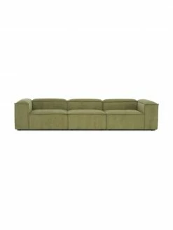 Westwing Collection Canapé modulaire 4 places velours côtelé vert Lennon, larg. 327 x prof. 119 cm
