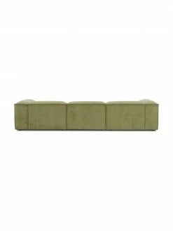 Westwing Collection Canapé modulaire 4 places velours côtelé vert avec pouf Lennon, larg. 327 x prof. 207 cm -furniture Soldes Canape modulaire 4 places velours cotele vert avec pouf Lennon 5
