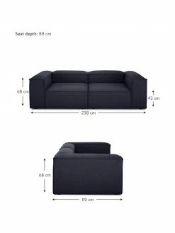 Westwing Collection Canapé modulaire bleu 3 places Lennon, larg. 238 x prof. 119 cm -furniture Soldes Canape modulaire bleu 3 places Lennon 3