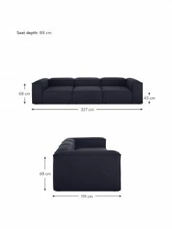 Westwing Collection Canapé modulaire bleu 4 places Lennon, larg. 327 x prof. 119 cm -furniture Soldes Canape modulaire bleu 4 places Lennon 2