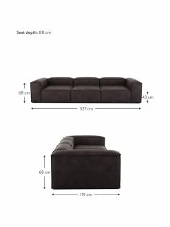 Westwing Collection Canapé modulaire en cuir recyclé brun-gris 4 places Lennon, larg. 327 x prof. 119 cm -furniture Soldes Canape modulaire en cuir recycle brun gris 4 places Lennon 4