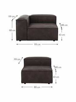 Westwing Collection Canapé modulaire en cuir recyclé brun-gris 4 places Lennon, larg. 327 x prof. 119 cm -furniture Soldes Canape modulaire en cuir recycle brun gris 4 places Lennon 5