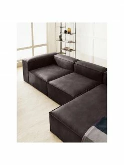 Westwing Collection Canapé modulaire en cuir recyclé brun-gris Lennon, larg. 327 x prof. 180 cm, méridienne à droite 8 Westwing Collection Canapé modulaire en cuir recyclé brun-gris Lennon, larg. 327 x prof. 180 cm, méridienne à droite -furniture Soldes Canape modulaire en cuir recycle brun gris Lennon 2