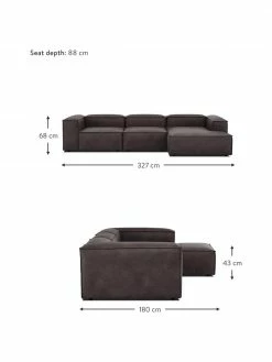 Westwing Collection Canapé modulaire en cuir recyclé brun-gris Lennon, larg. 327 x prof. 180 cm, méridienne à droite 9 Westwing Collection Canapé modulaire en cuir recyclé brun-gris Lennon, larg. 327 x prof. 180 cm, méridienne à droite -furniture Soldes Canape modulaire en cuir recycle brun gris Lennon 3