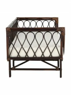 Canapé rotin brun avec coussin de chaise Linnsofina, larg. 190 x prof. 81 cm -furniture Soldes Canape rotin brun avec coussin de chaise Linnsofina 4