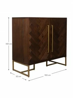 Dutchbone Casier à bouteilles à motif chevrons plaqué acacia Classy, larg. 100 x haut. 100 cm -furniture Soldes Casier a bouteilles a motif chevrons plaque acacia Classy 2