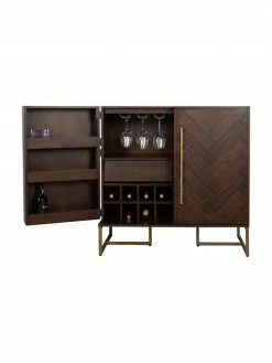 Dutchbone Casier à bouteilles à motif chevrons plaqué acacia Classy, larg. 100 x haut. 100 cm -furniture Soldes Casier a bouteilles a motif chevrons plaque acacia Classy 5