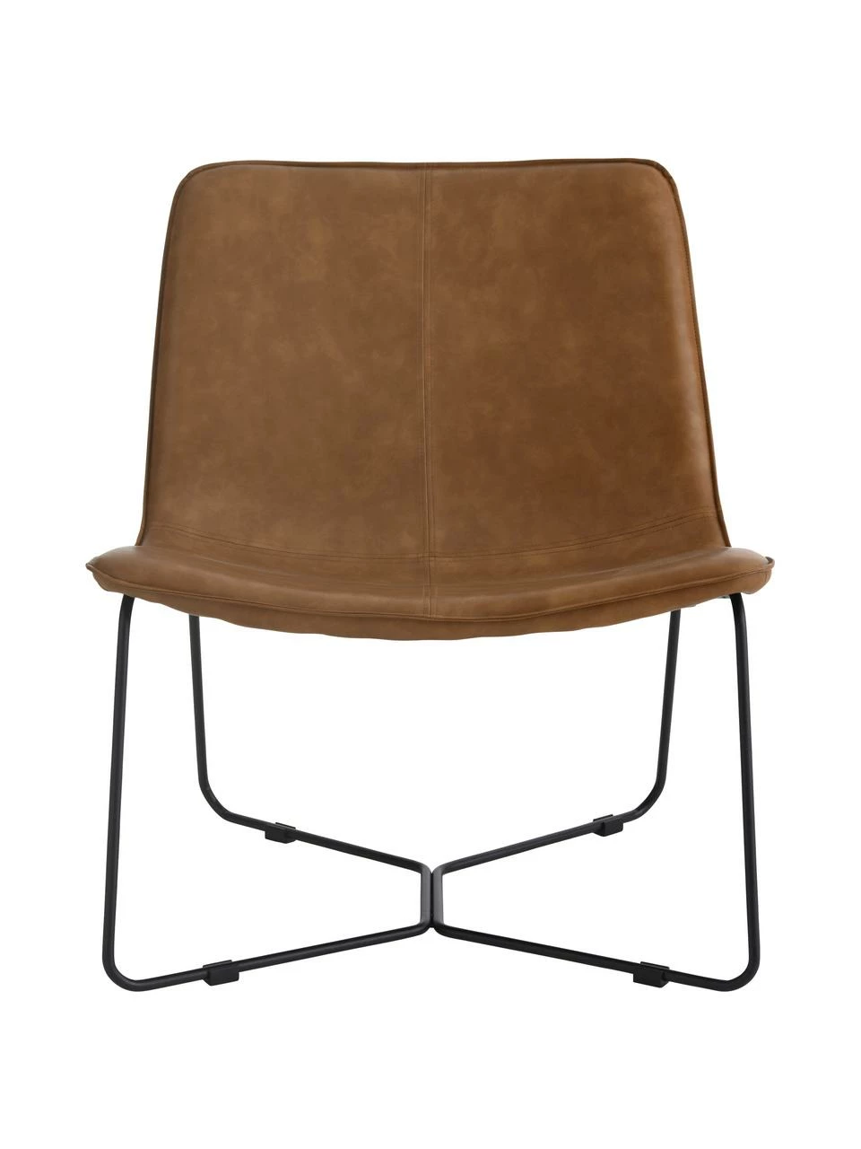 Chaise lounge en cuir synthétique brun Barrel, larg. 68 x prof. 64 cm 1 Chaise lounge en cuir synthétique brun Barrel, larg. 68 x prof. 64 cm