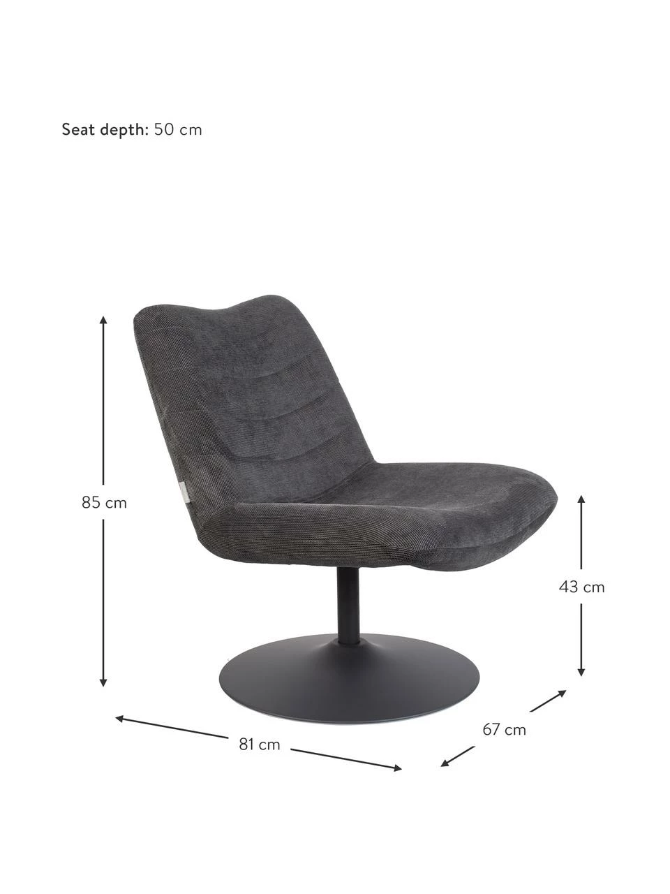 Zuiver Chaise lounge gris foncé Bubba, larg. 67 x prof. 81 cmDisponibilité limitée 3 Zuiver Chaise lounge gris foncé Bubba, larg. 67 x prof. 81 cmDisponibilité limitée – Image 3