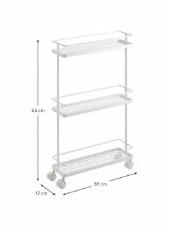 Yamazaki Chariot de rangement blanc Tower, larg. 38 x long. 66 cm -furniture Soldes Chariot de rangement blanc Tower 2