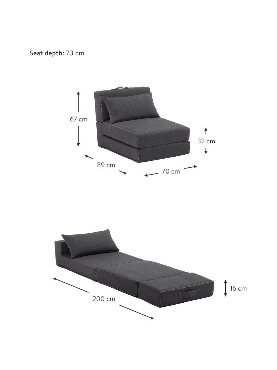 Chauffeuse convertible Arty, larg. 70 x haut. 67 cm 3 Chauffeuse convertible Arty, larg. 70 x haut. 67 cm – Image 3