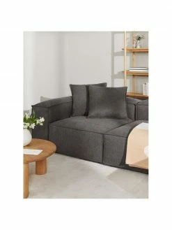 Westwing Collection Chauffeuse d'angle anthracite Lennon, larg. 119 x prof. 119 cm, méridienne à gauche -furniture Soldes Chauffeuse dangle anthracite Lennon 2