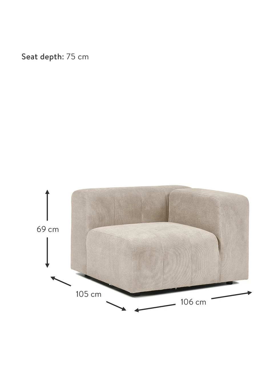 Westwing Collection Chauffeuse d'angle beige Lena, larg. 105 x prof. 106 cm, méridienne gauche 3 Westwing Collection Chauffeuse d'angle beige Lena, larg. 105 x prof. 106 cm, méridienne gauche – Image 3