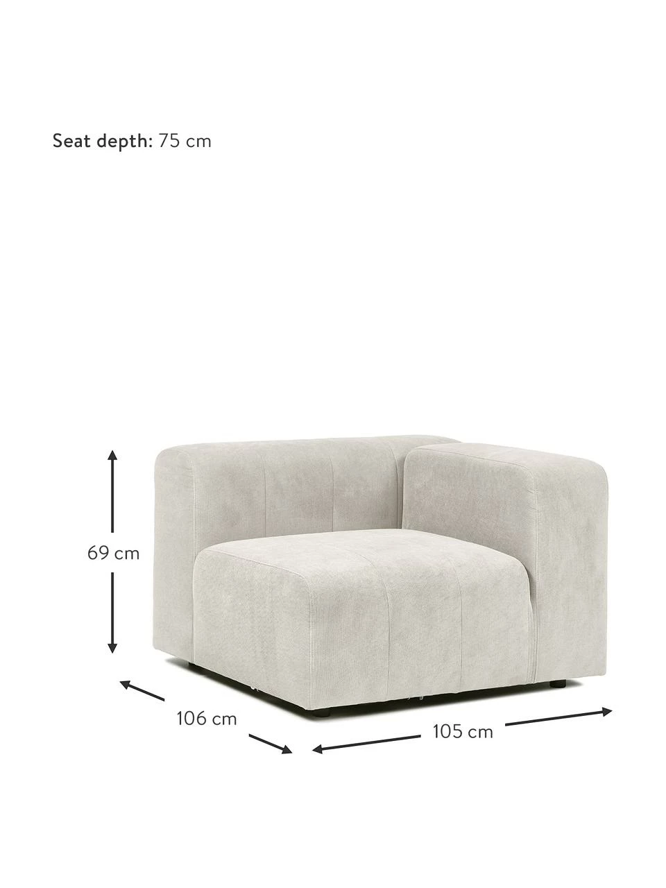 Westwing Collection Chauffeuse d'angle blanc crème Lena, larg. 105 x prof. 106 cm, méridienne gauche 3 Westwing Collection Chauffeuse d'angle blanc crème Lena, larg. 105 x prof. 106 cm, méridienne gauche – Image 3