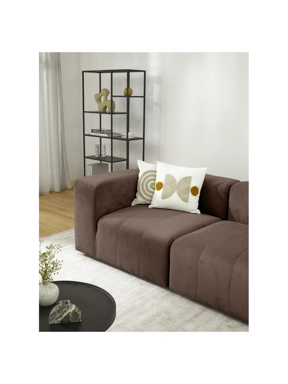 Westwing Collection Chauffeuse d'angle brun foncé Lena, larg. 105 x prof. 106 cm, méridienne gauche 2 Westwing Collection Chauffeuse d'angle brun foncé Lena, larg. 105 x prof. 106 cm, méridienne gauche – Image 2