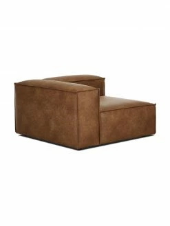 Westwing Collection Chauffeuse d'angle en cuir recyclé brun Lennon, larg. 119 x prof. 119 cm, méridienne à gauche -furniture Soldes Chauffeuse dangle en cuir recycle brun Lennon 4
