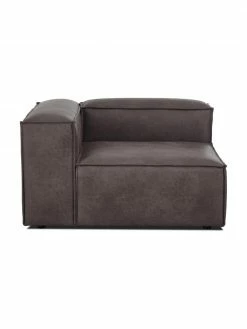 Westwing Collection Chauffeuse d'angle en cuir recyclé brun-gris Lennon, larg. 119 x prof. 119 cm, méridienne à gauche