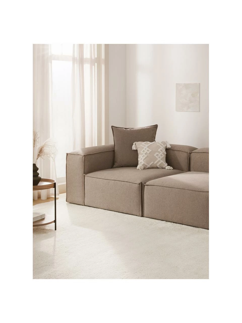 Westwing Collection Chauffeuse d'angle tissu brun Lennon, larg. 119 x prof. 119 cm, méridienne à gauche 2 Westwing Collection Chauffeuse d'angle tissu brun Lennon, larg. 119 x prof. 119 cm, méridienne à gauche – Image 2