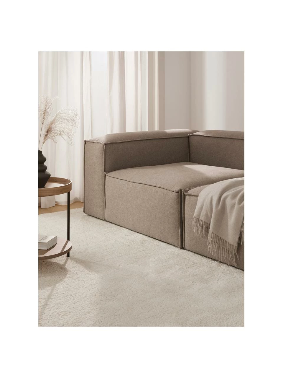 Westwing Collection Chauffeuse d'angle tissu brun Lennon, larg. 119 x prof. 119 cm, méridienne à gauche 4 Westwing Collection Chauffeuse d'angle tissu brun Lennon, larg. 119 x prof. 119 cm, méridienne à gauche – Image 4