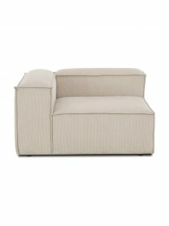 Westwing Collection Chauffeuse d'angle velours côtelé beige Lennon, larg. 119 x prof. 119 cm, méridienne à gauche