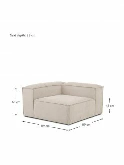 Westwing Collection Chauffeuse d'angle velours côtelé beige Lennon, larg. 119 x prof. 119 cm, méridienne à gauche -furniture Soldes Chauffeuse dangle velours cotele beige Lennon 3