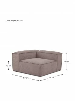 Westwing Collection Chauffeuse d'angle velours côtelé brun Lennon, larg. 119 x prof. 119 cm, méridienne à gauche -furniture Soldes Chauffeuse dangle velours cotele brun Lennon 2