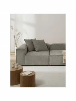 Westwing Collection Chauffeuse d'angle velours côtelé gris Lennon, larg. 119 x prof. 119 cm, méridienne à gauche -furniture Soldes Chauffeuse dangle velours cotele gris Lennon 2