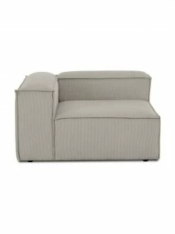 Westwing Collection Chauffeuse d'angle velours côtelé gris Lennon, larg. 119 x prof. 119 cm, méridienne à gauche