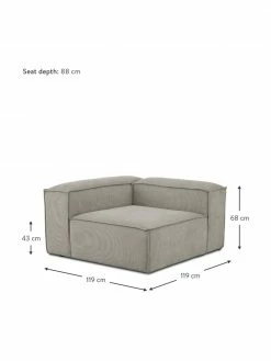 Westwing Collection Chauffeuse d'angle velours côtelé gris Lennon, larg. 119 x prof. 119 cm, méridienne à gauche -furniture Soldes Chauffeuse dangle velours cotele gris Lennon 3